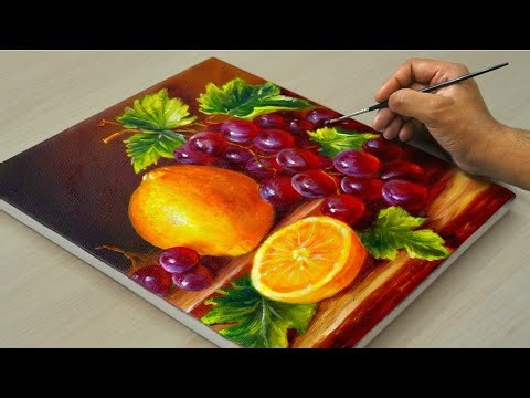 Easy Way to Paint realistic Fruits/ Relaxing Acrylic Painting/ STEP BY STEP #1