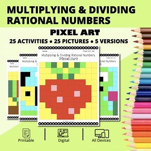 Spring: Multiplying and Dividing Rational Numbers Pixel Art Activity