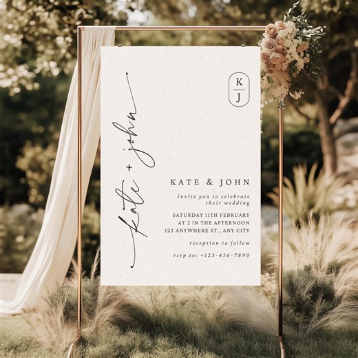 Minimalist Invitation, Editable Reception Invite, Wedding Invitation Card, Modern Reception Invitation, Welcome Sign - Etsy