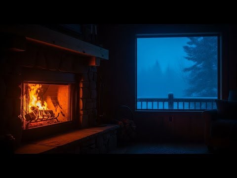Rainstorm Outside the Window 🌧️ | Indoor Fireplace Sleep Sounds