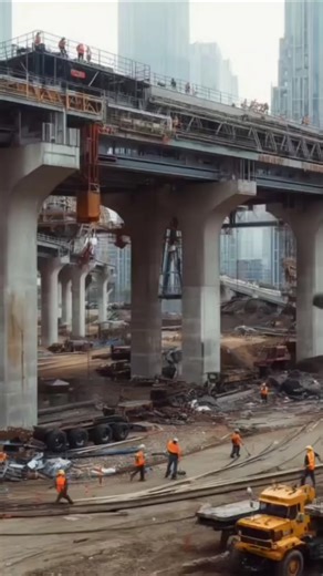 Unbelievable Overpass Collapse! Entire Roadway Crashes Down in Seconds 🚧💥