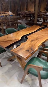 368 reactions · 18 shares | Clear Epoxy Resin Walnut Dining & Meeting...