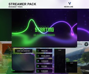 Neon Line Complete Stream Pack Overlay For Stream - Vortax Studio