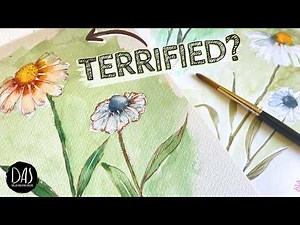 How to paint EASY cute daisy flowers with a simple BACKGROUND - loose watercolor tutorial real time.