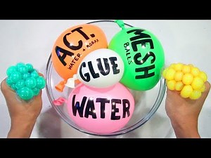 Cutting Open Mesh Stress Balls and Mixing with Slime!