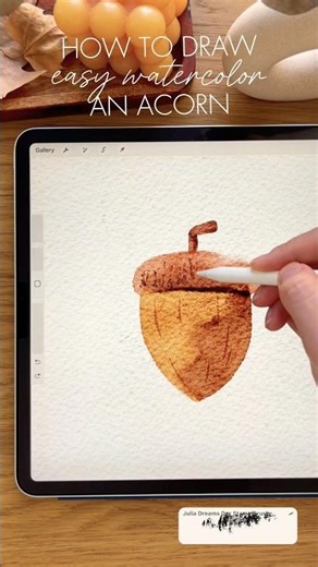 Easy Watercolor: Let’s Draw an Acorn ✏️ Digital Watercolor Procreate #procreate #watercolor