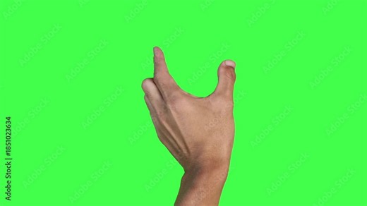 Footage of a human hand performing screen zoom gestures such as pinch to zoom in and zoom out using two fingers on a green screen background. Ideal for digital UI, app tutorials