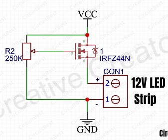 LED Dimmer Circuit With IRFZ44N MOSFET