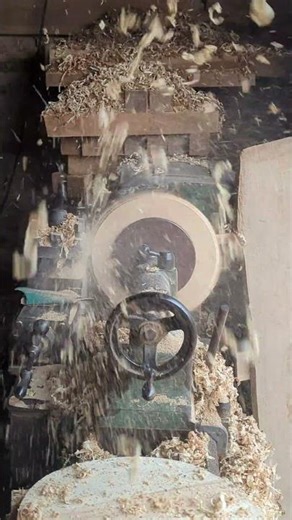 Turning Wood into Perfect Round Shape on Lathe #shorts