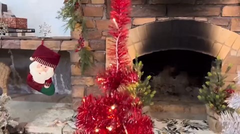 Bringstar 4FT White Artificial Christmas Tree with 50 String Lights, Mini Tinsel Tree, Not Pre-Lit, for Halloween & Holiday Home & Office Décor