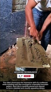 Expert Tile Installation Creating a Mountain Pattern on the Wall !! #innovation #tool #ideas