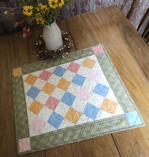 Quilted Spring Summer Table Topper, Pastel Cottage Table Mat, Handmade 16 X 19 Inches - Etsy