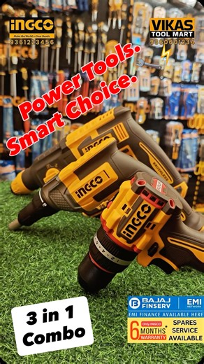 Vikas Tool Mart on Instagram: "🔧 POWER • PERFORMANCE • PORTABILITY 🔋 INGCO Cordless 3 Pcs Combo Kit 13 mm Chuck Size – Heavy Duty Performance ✨ Model No: COSLI250591 🔥 Offer Price: ₹16,999/- only 🛠️ PRODUCT USES ✔️ Drilling in wood, metal & masonry ✔️ Screw fixing & installation works ✔️ Fabrication & workshop jobs ✔️ Electrical & plumbing works ✔️ Home repair & DIY projects ✔️ Industrial & site applications ✅ ADVANTAGES ⚡ Powerful cordless performance 🔋 Long-lasting battery efficiency 🧰 3