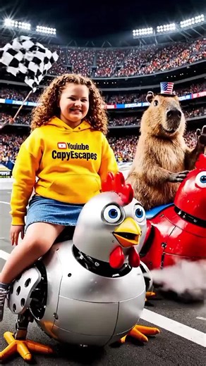 Capybara Wins the Robot Chicken Race After Brianna’s Sneaky Sabotage! #capybara