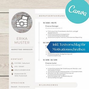 Application Template, Including CV Sample and Cover Letter, Application, Canva Template, CV & Cover Letter German Template - Etsy
