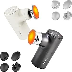 Mini Thermal Massage Gun with Heat, Portable Hand Held Massager Gun with Heat, Portable Percussion Muscle Massager with 4 Massage Heads for for Dad, Office, Home, Athletes