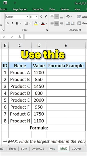 MAX formula In Microsoft Excel 🔥 #excel #shorts