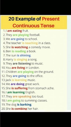 20 example of present continuous tense