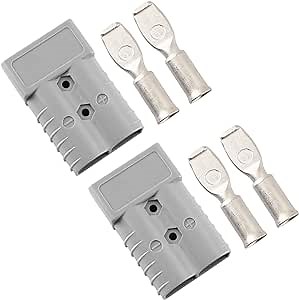 2 Pcs 2/0 Gauge 350 Amp Battery Quick Connect/Disconnect, Jumper Cable Plug Connector Kit for Recovery Winch, Towing Systems(Grey)