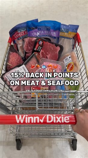 Time’s almost up to make your dinner plans extra rewarding. 15% back on meat & seafood ends 11/18/25 ⏳ Valid with rewards. | Winn-Dixie