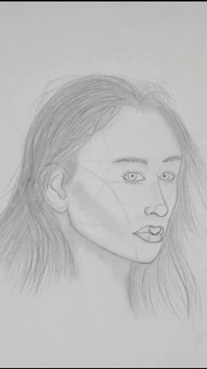 How to Draw a Female Head in 3/4 View (Perspective Tutorial) #shorts #howtodraw #sketch