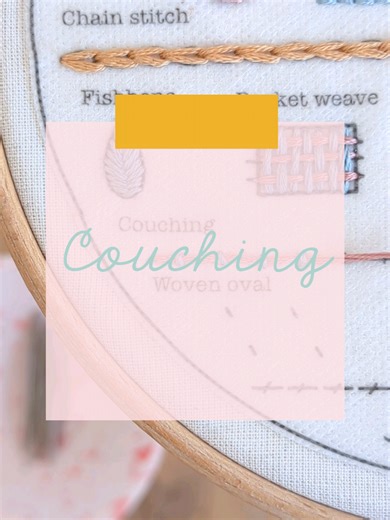 🪡 Couching tutorial 🪡 . Want to learn embroidery? Grab one of my kits or download the pattern and learn with me 😃 . #learnembroidery #beginnerembroidery #embroiderytutorials #embroiderykit