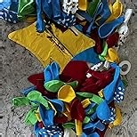 Toy 4th Birthday Balloons Arch Kit, Red Blue Yellow Balloons with Cow Print Sky Blue Cloud Balloon Number 4 Balloon, for Kids Boys Girls 4th Themed Birthday Party Baby Shower Decorations