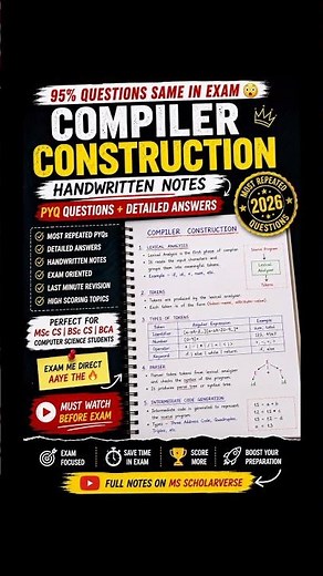 Compiler Construction Previous Year Questions (PYQ) with Answers 🔥 #computerscience