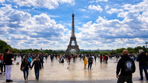 Paris Eiffel Tower view from Bir Hakeim walk