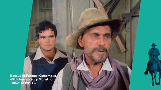 Can you believe it's been 65 years since the premiere of #Gunsmoke? 😲Celebrate the anniversary with us on TV Land with the Bestus of Festus Marathon, starting today at noon. | TV Land Classic