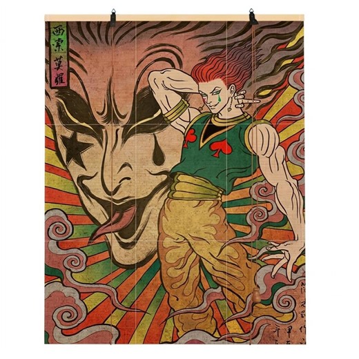 Anime Trickster Bamboo Blind, Clown Warrior Roller Shade, Japanese Fantasy Printed Bamboo Curtain, Custom Size Decor - Etsy