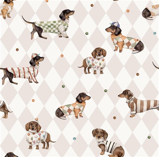 Wallpaper Sample 25x75 Cm - Dachshund Nursery Wallpaper - Etsy