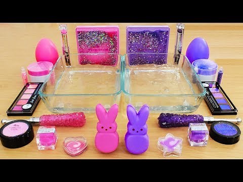 Pink vs Purple - Mixing Makeup Eyeshadow Into Slime! Special Series 62 Satisfying Slime Video