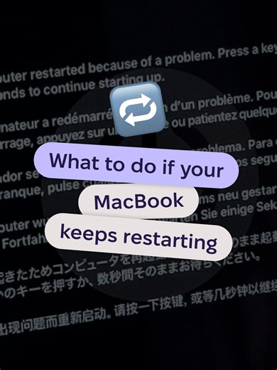 🔁 MacBook keeps restarting because of a problem? Seeing “Your computer restarted because of a problem” over and over is a huge red flag. If you’re wondering why does my Mac keep restarting or why does my MacBook keep restarting after an update, this video breaks it down. A MacBook constantly restarting is usually caused by faulty accessories, bad login items, buggy macOS updates, or hidden malware. This Short helps if: • Your Mac restarted because of a problem • Your MacBook keeps rebooting ran