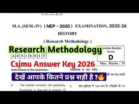Research Methodology Paper 2026 | research methodology ma 4th semester History csjmu answer key 2026