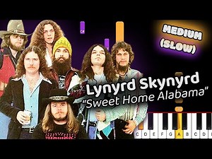 Lynyrd Skynyrd Sweet Home Alabama Piano Tutorial! (Medium) SLOW 50% Speed