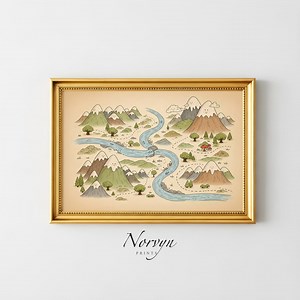 Cute Fantasy Map Printable | Whimsical Mountain Map Art, Kids Room Wall Art, Nursery Map - Etsy Canada