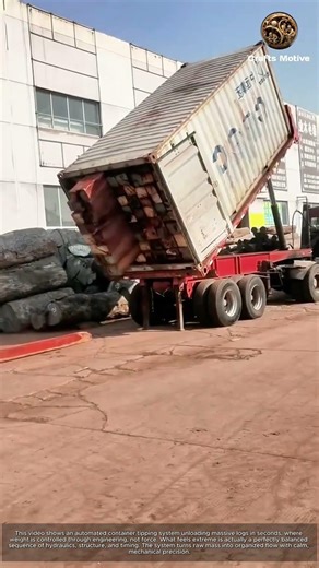 Extreme Logistics: Massive Logs Unloaded in Seconds Automated Container Tipping System