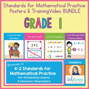 Standards for Mathematical Practice Posters and Training Video 1st Grade BUNDLE