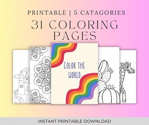 Color the World With Easy Printable Coloring Pages, Express Yourself Through the Use of Color. - Etsy UK
