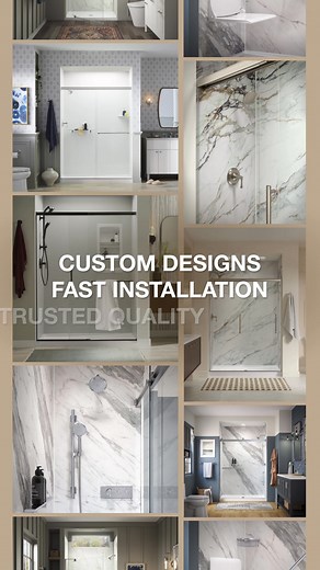 Discover all the ways you can design your KOHLER LuxStone shower! With every shower remodel, you can customize the: 🛁 Design options with or without a tub 📐 Dimensions and shower layout 🎨 Shower wall pattern 🧼 Shelving options 💙 Grab bars and seating 🚿 Showerheads and finishes Ready to get started? Request your free quote to save $1,000 on your LuxStone shower remodel today! | KOHLER