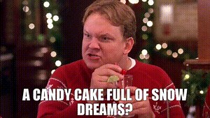 A candy cake full of snow dreams?