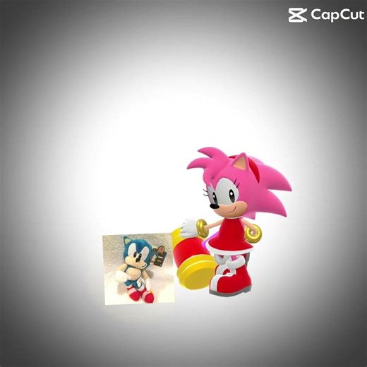 classic sonic gave amy rose a plushie of him