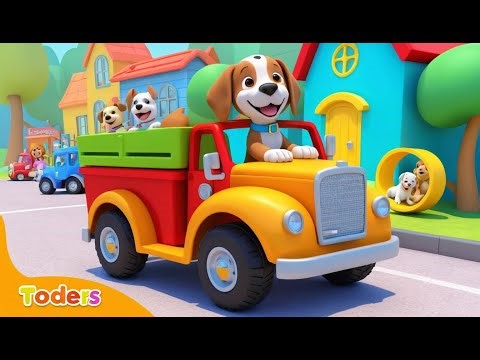 Puppy Rides the Big Wheel Truck 🐶🚚 | 3D Animated Nursery Rhyme for Kids