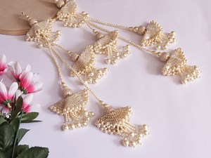 Pearl & Crystal Lehenga Tassels: Creme White Beaded Tiebacks - 1 Pair - Etsy
