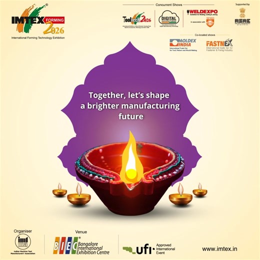 ✨ Happy Diwali from IMTMA ✨ May the festival of lights spark #Innovation, #Growth, and #Collaboration across the manufacturing industry. As we look ahead to IMTEX FORMING 2026, let’s continue shaping a brighter, smarter future together. #HappyDiwali #IMTMA #IMTEXForming2026 | IMTEX