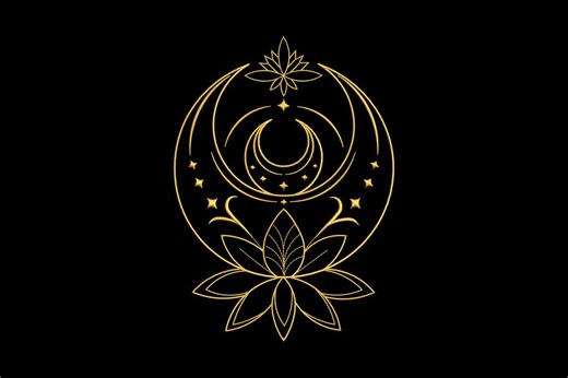Occult Moon With Lotus Flower Embroidery Design, Occult Moon Machine Embroidery, 4 Sizes, Instant Download - Etsy