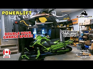 BEST Powered Snowmobile Lift | DOUBLE Your Garage Space with the PowerLift! | Sleds, ATVs and Bikes