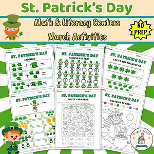 St. Patrick's Day Math Alphabetic Centers - März K-1 No Prep Worksheets (Digitaler Download) - Etsy.de