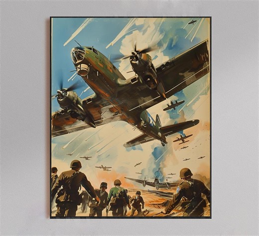Vintage Warplanes Troop Landing Poster | Military Aviation Art - Etsy Australia